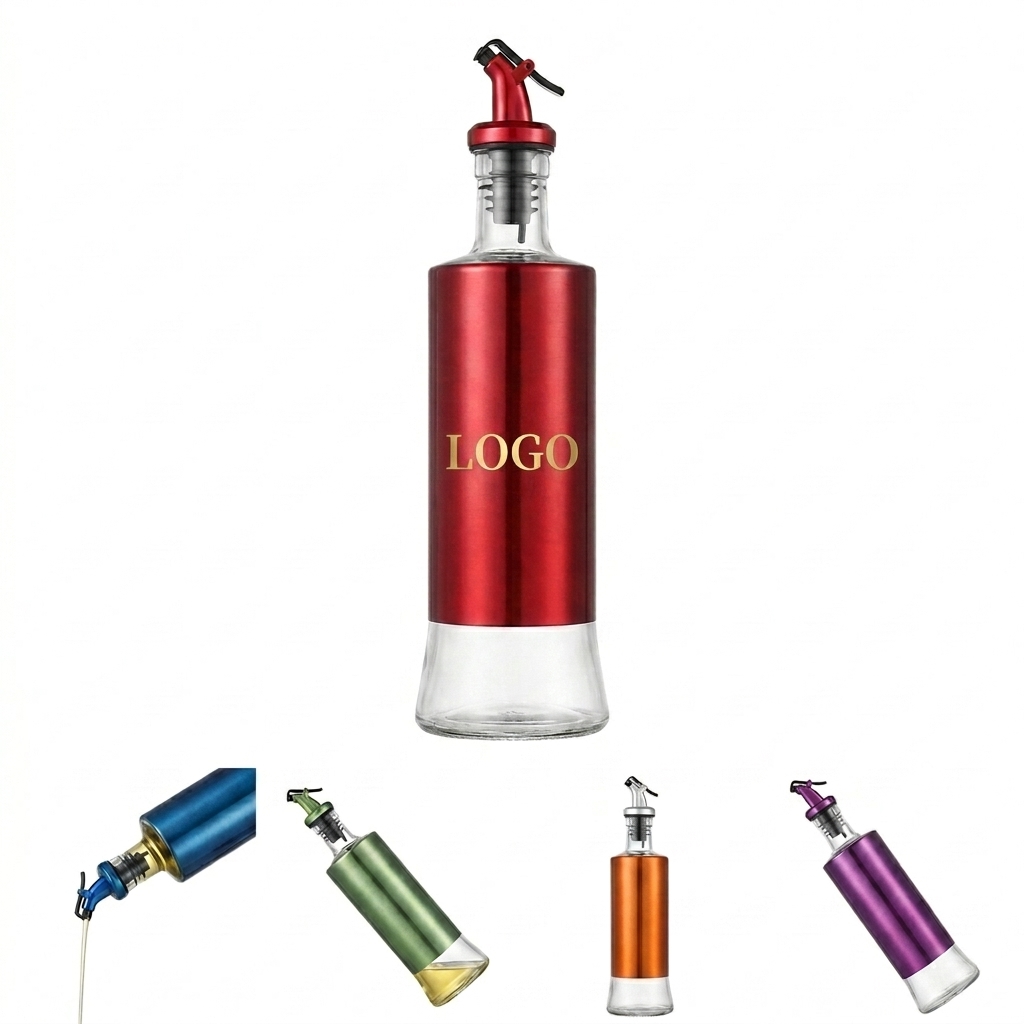 Sleek Glass Oil & Vinegar Cruet with Stainless Steel Spout