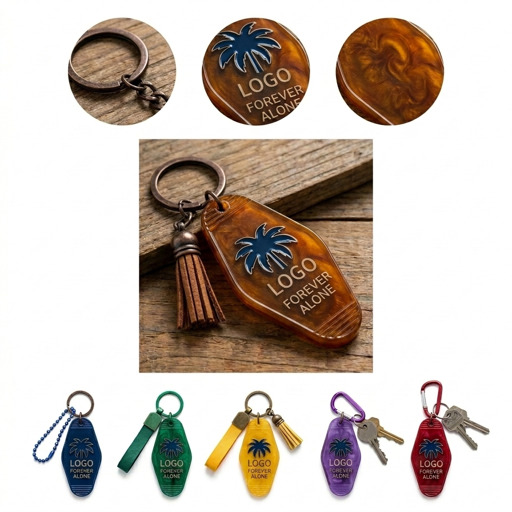 Custom Acrylic Marble Hotel Keychain for Weddings & Souvenirs