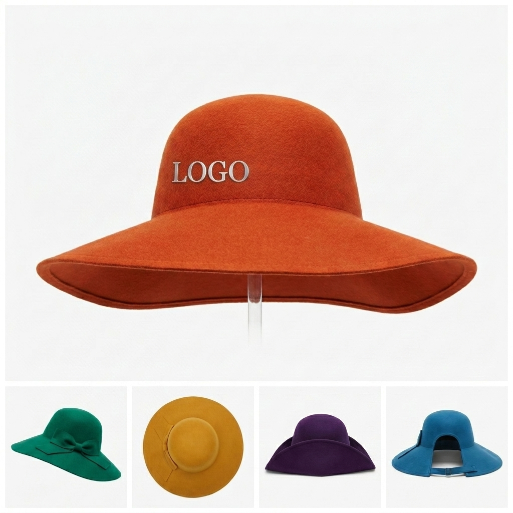 Wool-Blend Wide-Brim Hat in Multicolor Stripe