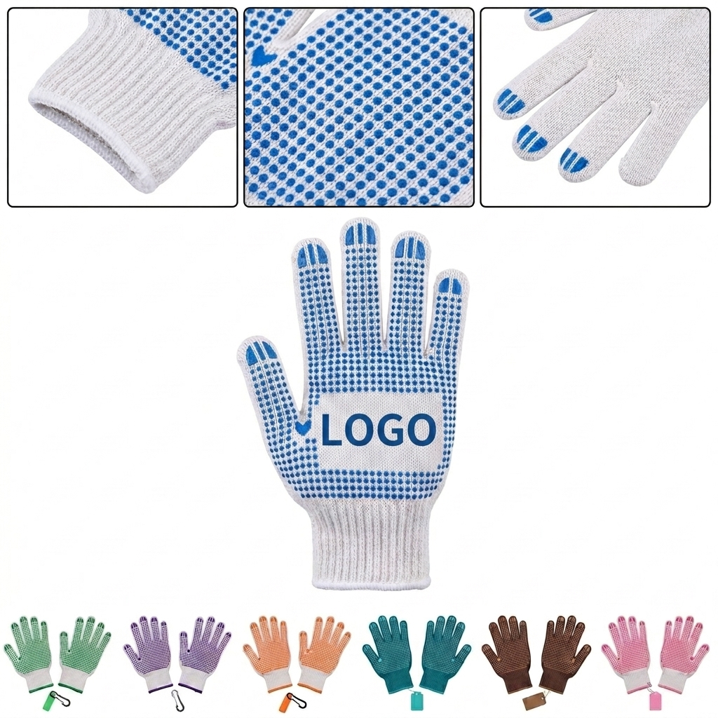 Snug Fit Cotton Non-Slip Gloves with PVC Dots for Packing and Lifting