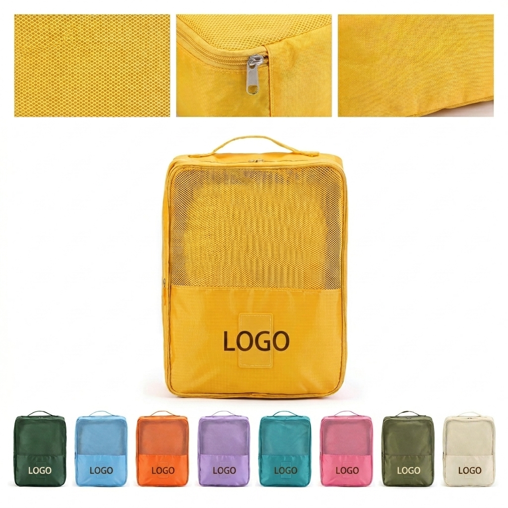 Waterproof Oxford Cloth Travel Shoe Bag with Mesh Window for 3 Pairs