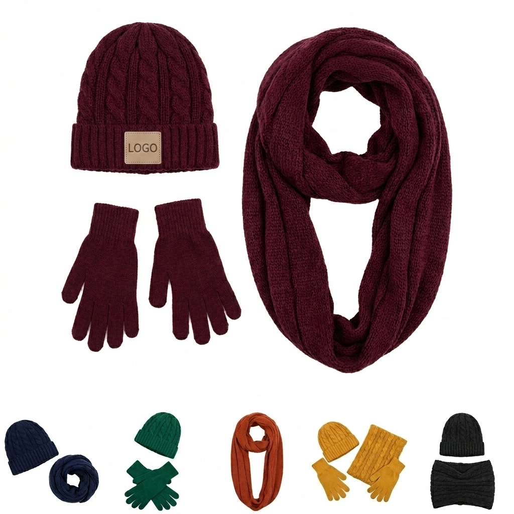 Cozy Fashion Gift Set: Alpaca Knit Hat, Scarf & Touchscreen Gloves Combo