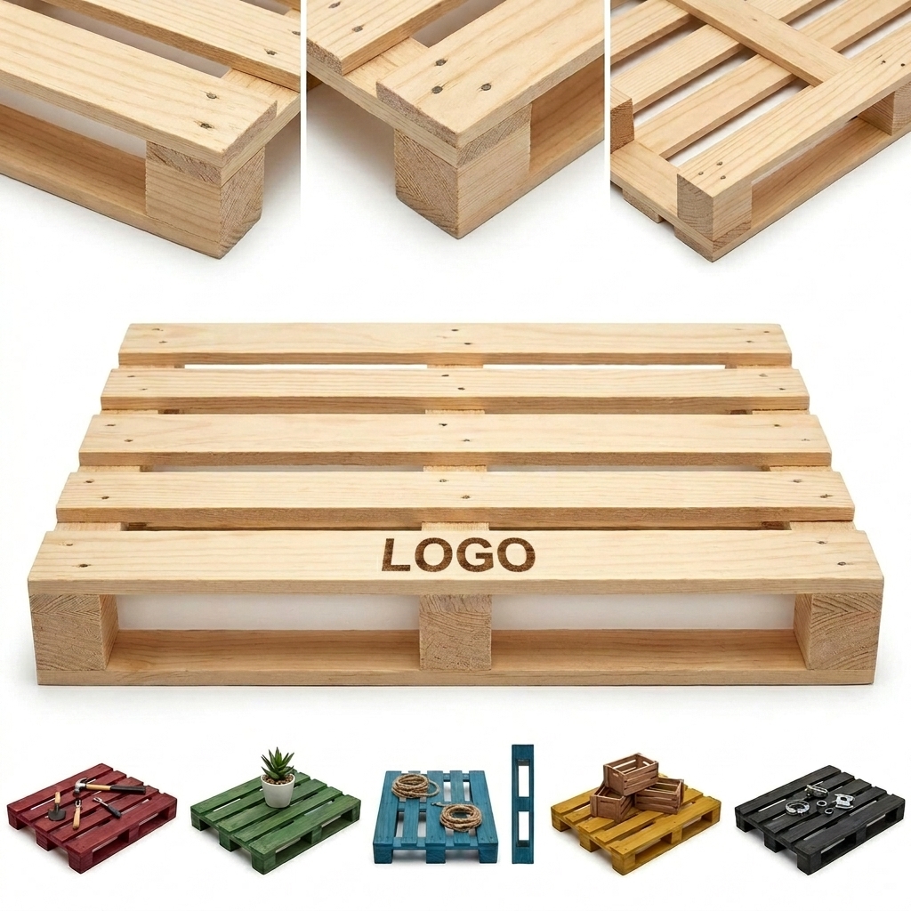 Customizable Engraved Wood Pallet Coaster - Unique Desk Accessory for Freight Companies