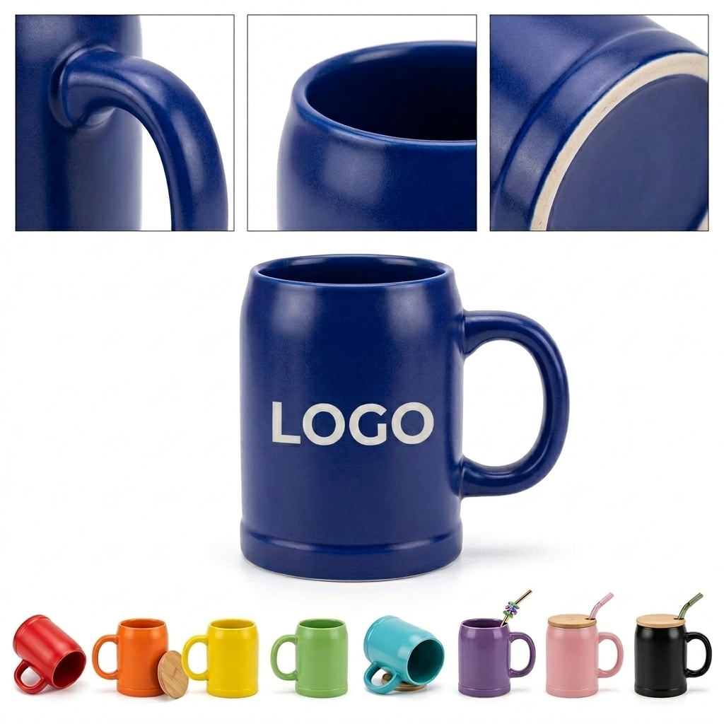 Customizable Ceramic Beer Stein with Logo Imprint Area
