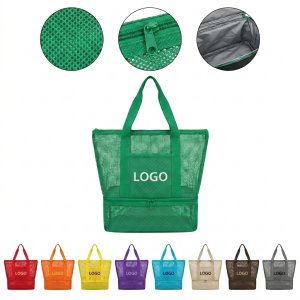 Waterproof Insulated Beach Tote Bag with Detachable Can Cooler and Multiple Pockets