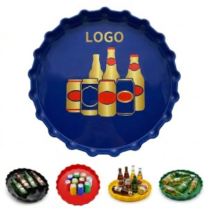 Heavy-Duty Round Bar Serving Tray, Non-Slip Grip for Entree Plates and Entertaining