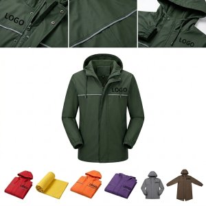 Dark Green Reflective Rain Jacket