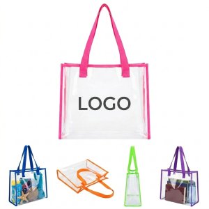 Unisex Waterproof Transparent Stadium Tote Bag with Colorful Accents